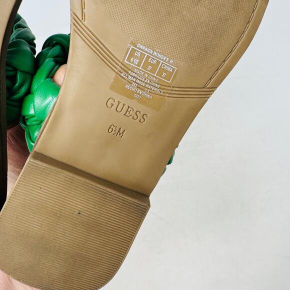 GUESS Green Braided Double Strap Flat Sandals – Size 6.5 - Picture 10 of 11